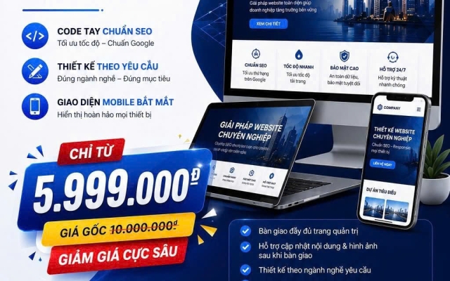 THIẾT KẾ WEBSITE GIÁ RẺ, CHUYÊN NGHIỆP CHUẨN SEO CHỈ TỪ 5.999.000Đ